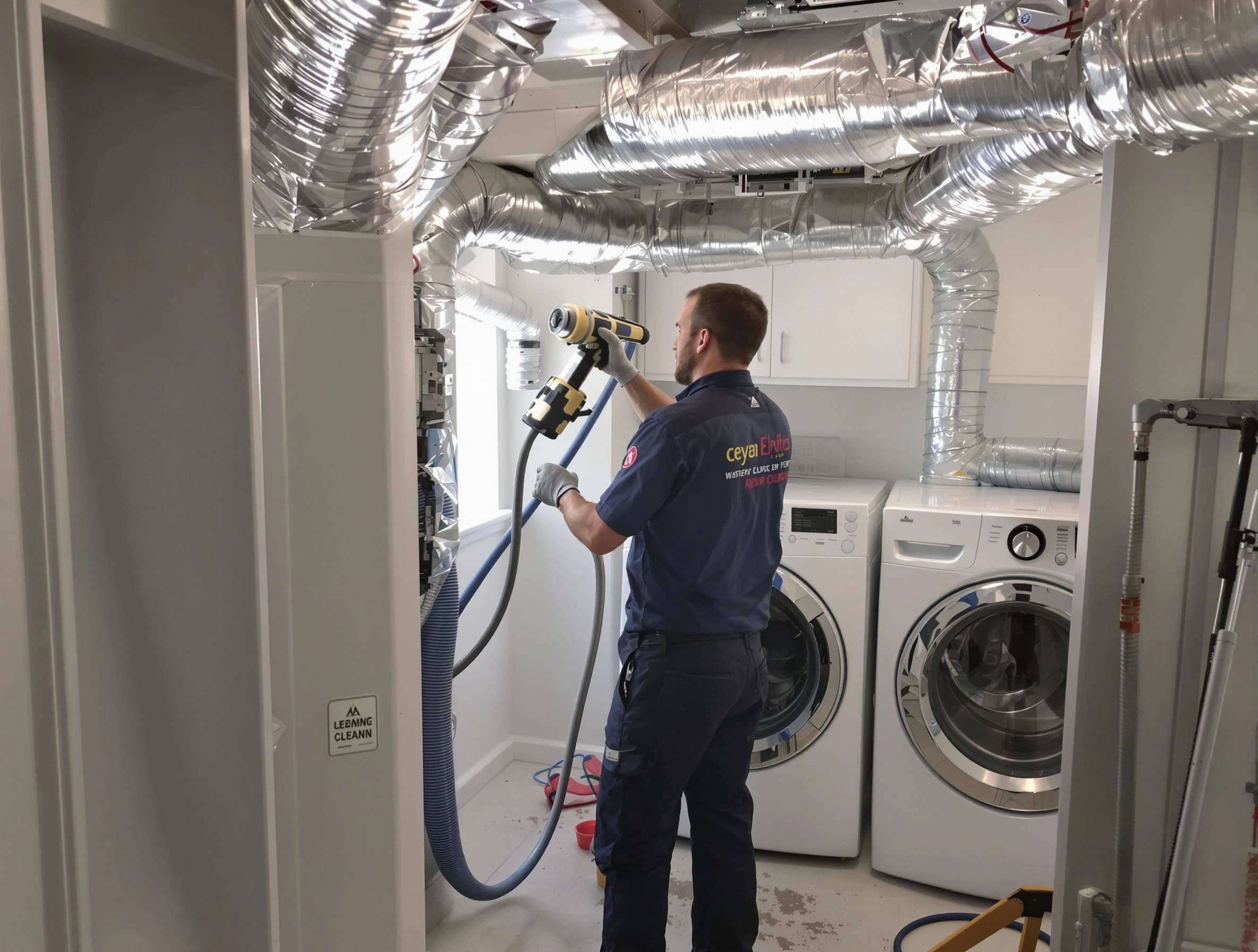 Quincy Dryer Vent Cleaning specialist using advanced equipment for thorough duct cleaning in Quincy
