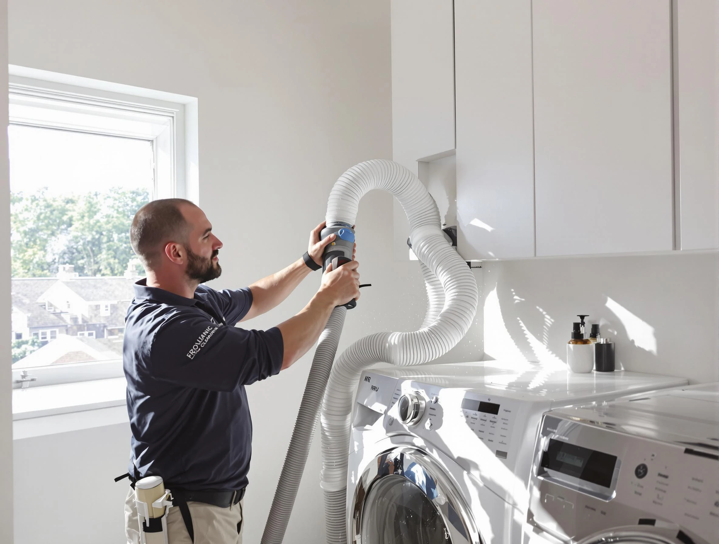 Certified Quincy Dryer Vent Cleaning technician performing dryer vent cleaning in Quincy