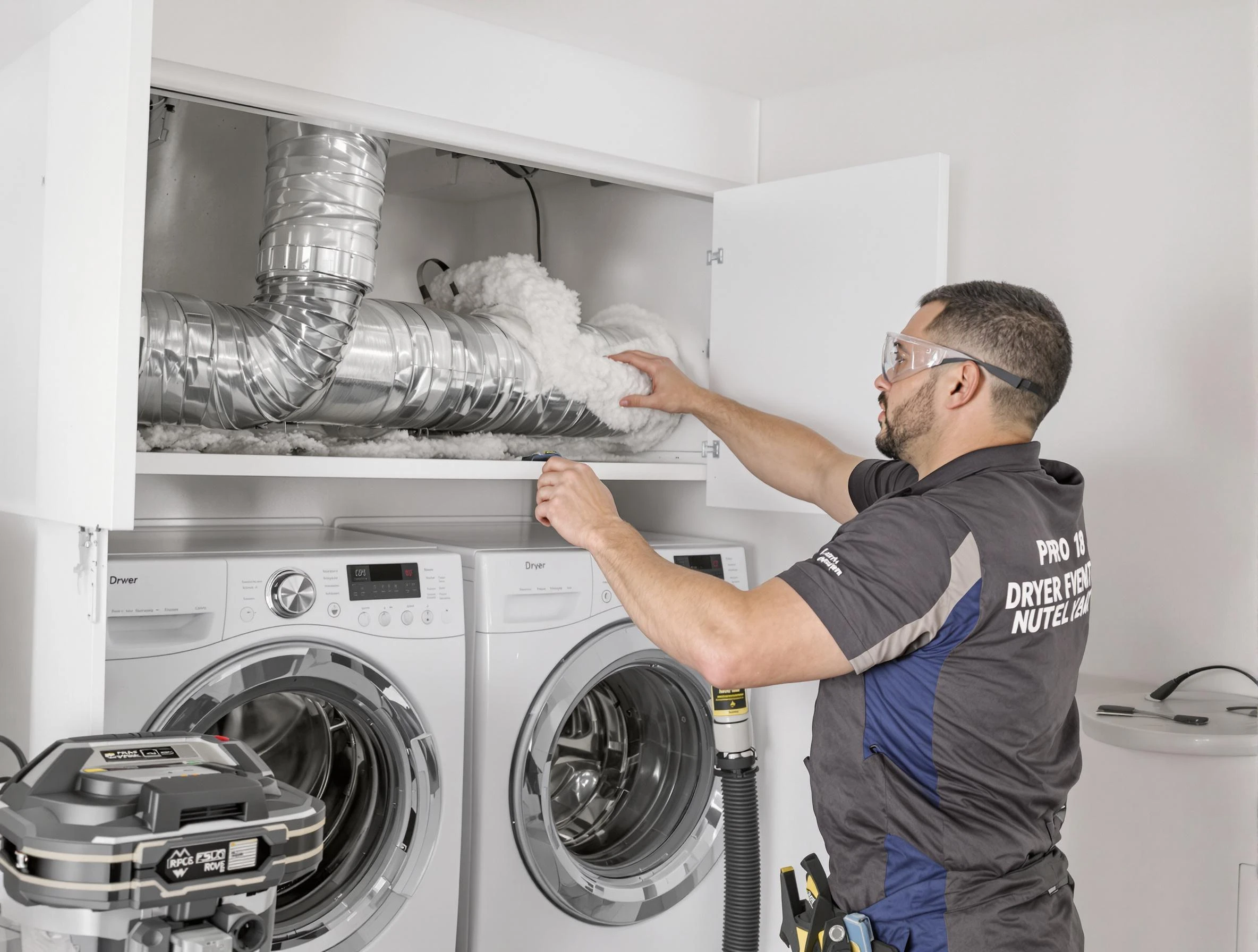 Quincy Dryer Vent Cleaning certified technician performing specialized gas dryer vent cleaning in Quincy